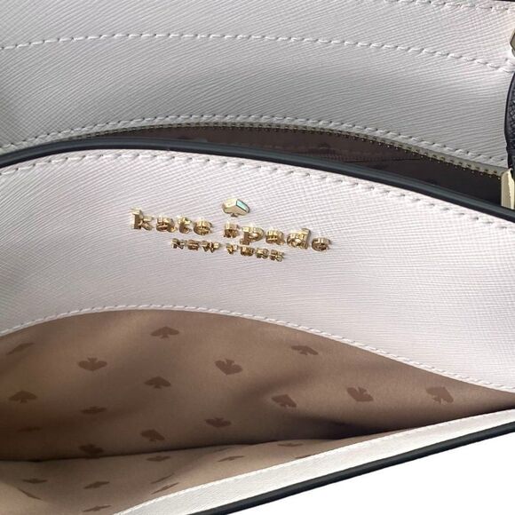 Kate Spade Staci Warm Beige Colorblock Large Satchel Crossbody NWT - Picture 14 of 15